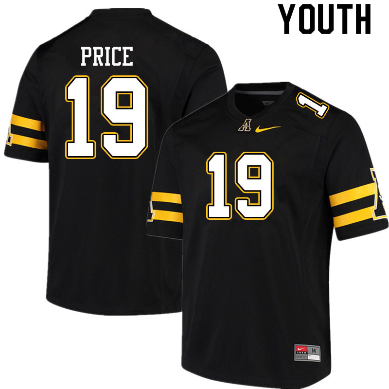 Youth #19 Mike Price Appalachian State Mountaineers College Football Jerseys Sale-Black